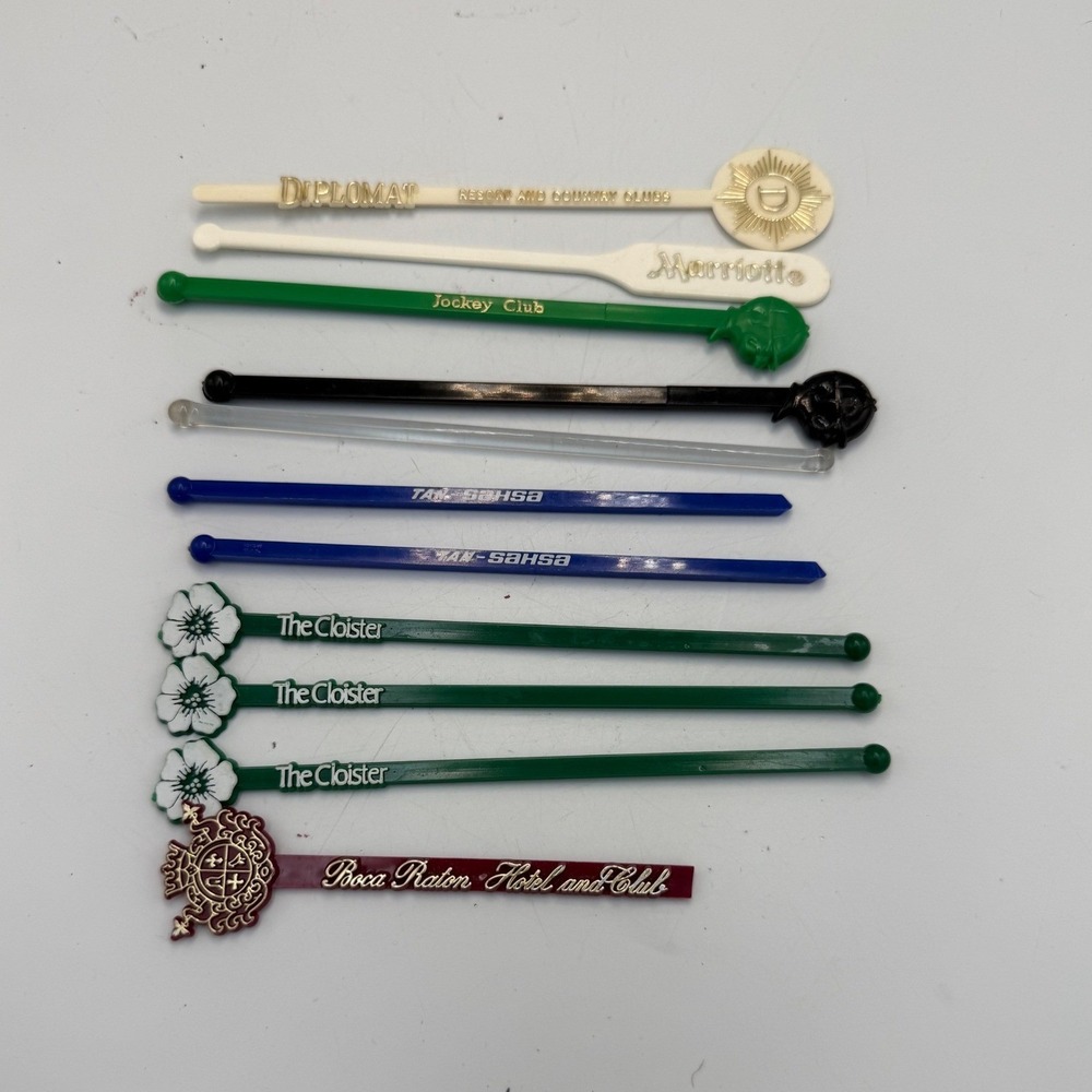 Vintage Hotel Swizzle Stick Cocktail Stirrers Lot The Cloister Jockey Club 11pc